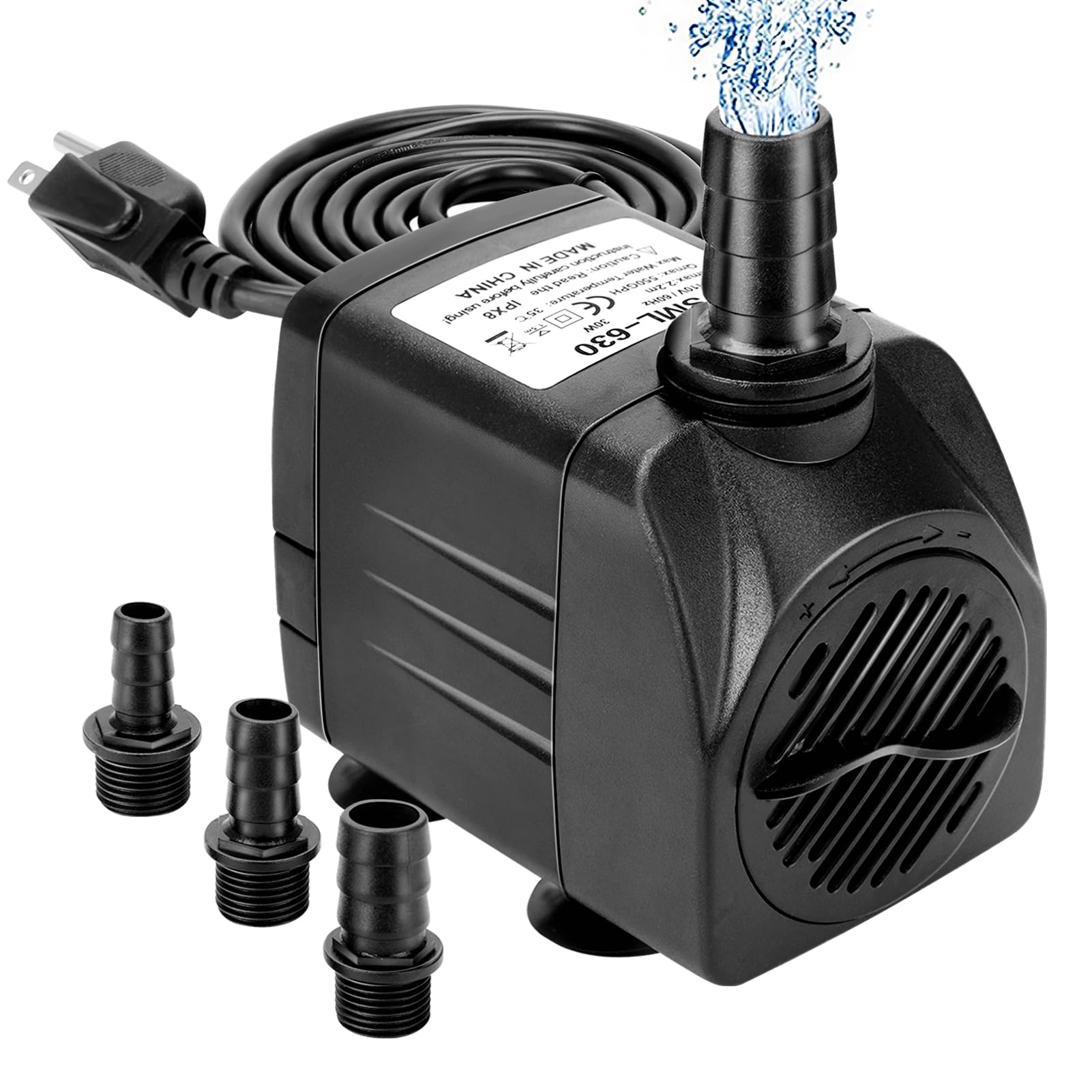 Mini pompa wodna (2000 L/H, 35 W), ultra cicha pompa akwariowa z wysokim przepływem, pompa do fontanny z kablem zasilającym 1,5 m