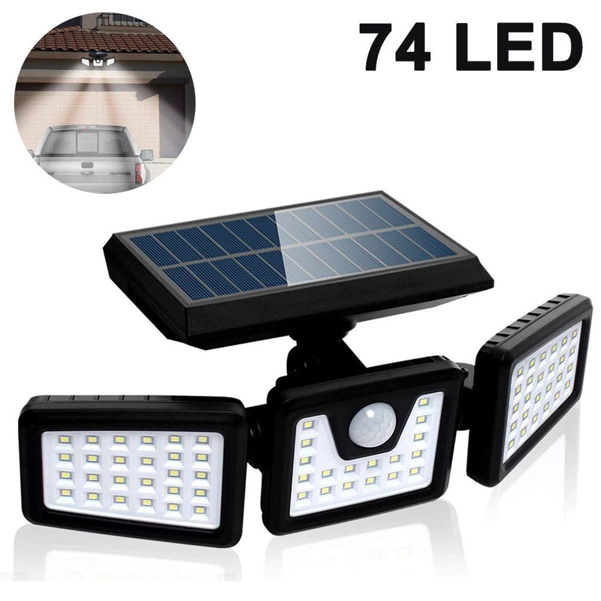 Lampa solarna 74 LED - Super jasne lampy zewnętrzne z czujnikiem ruchu, wodoszczelne IP65 goodnice - Typ uniwersalny