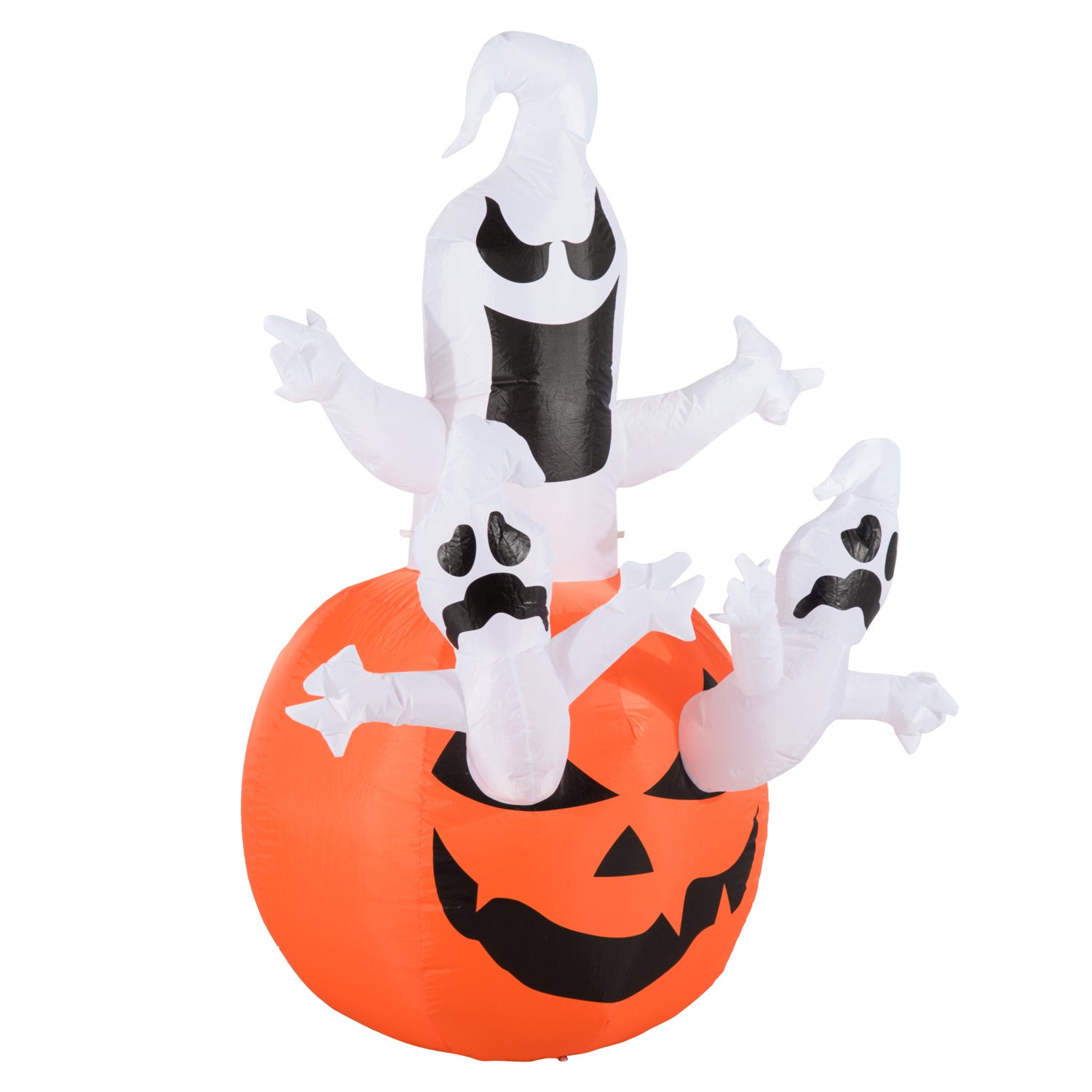 Nadmuchiwana figurka-duch w kształcie dyni na Halloween z oświetleniem LED, poliester, 120x120x180 cm