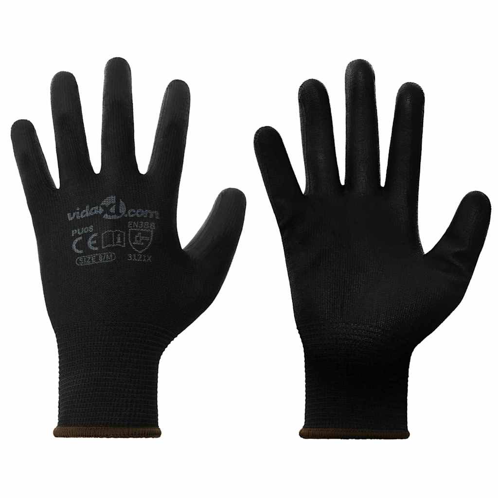 Rękawice Robocze 24 pcs Czarny 8 / m Poliester vidaXL