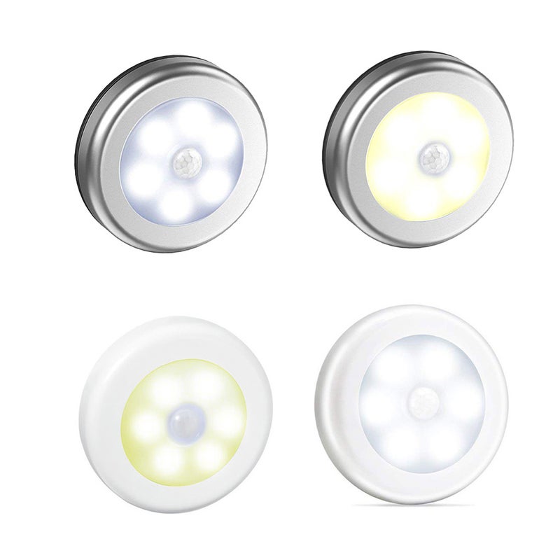Lampka Nocna PIR na Podczerwień z 6 LED, Bezprzewodowy Czujnik Ruchu do Szafy i Korytarza