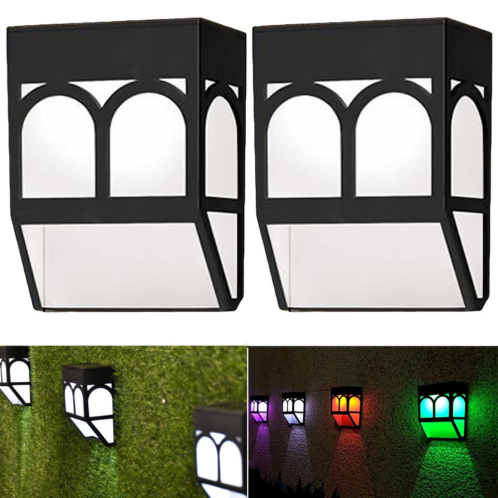 Pakiet 2 lamp solarnych zewnętrznych, lampy solarnych LED do ogrodzenia w 2 trybach, wodoodporne lampy solarne na taras, kinkiet solarny.