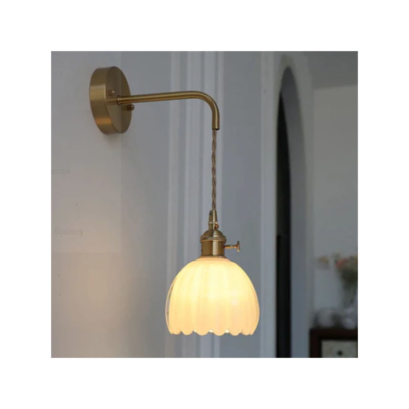 Retro kwiatowy kinkiet szklany 220V, E27, lampa przed lustro, żyrandol, lampka nocna, kinkiet wiszący przewodowy - bez źródła światła