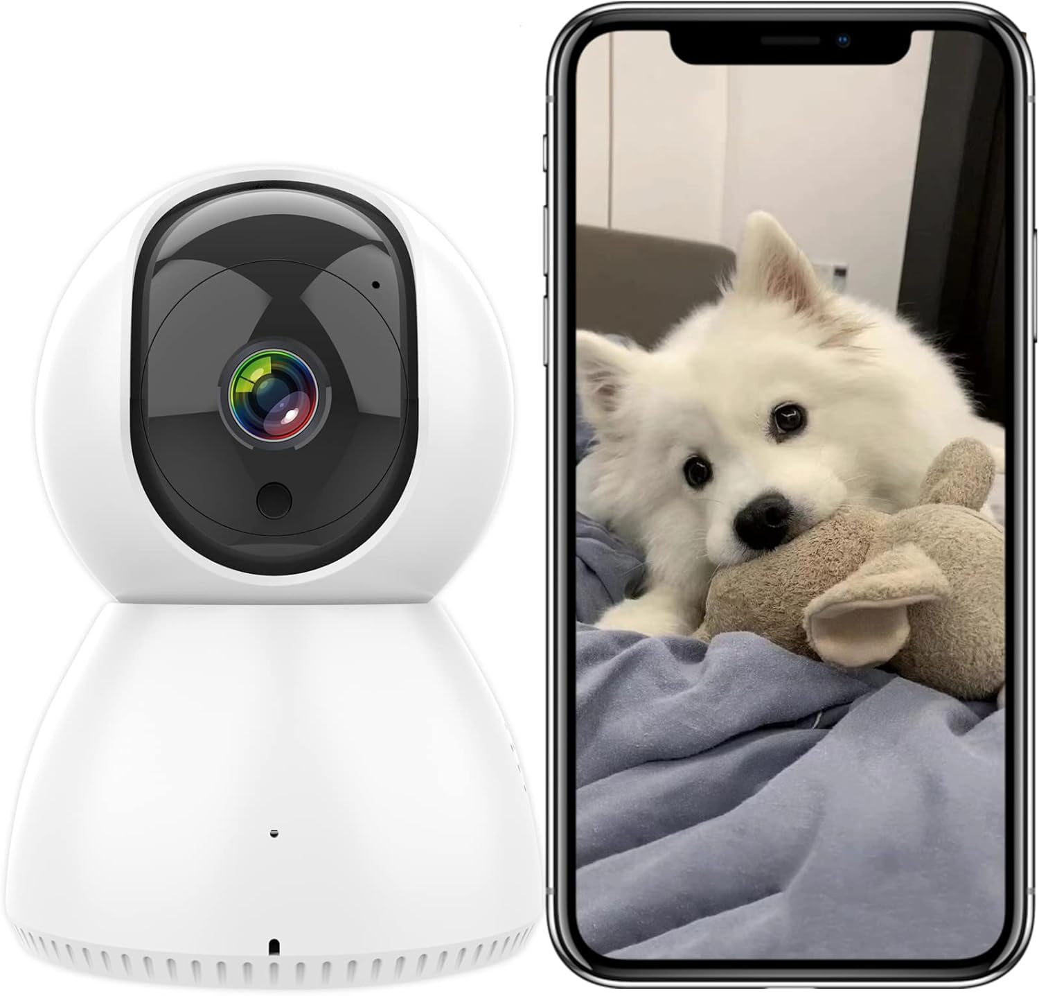 Kamera Nadzoru WiFi wewnętrzna 1080P, Kamera IP 360° Pan/Tilt kompatybilna z Alexą i Google Home, widzenie w nocy, śledzenie ruchu, 2,4GHz