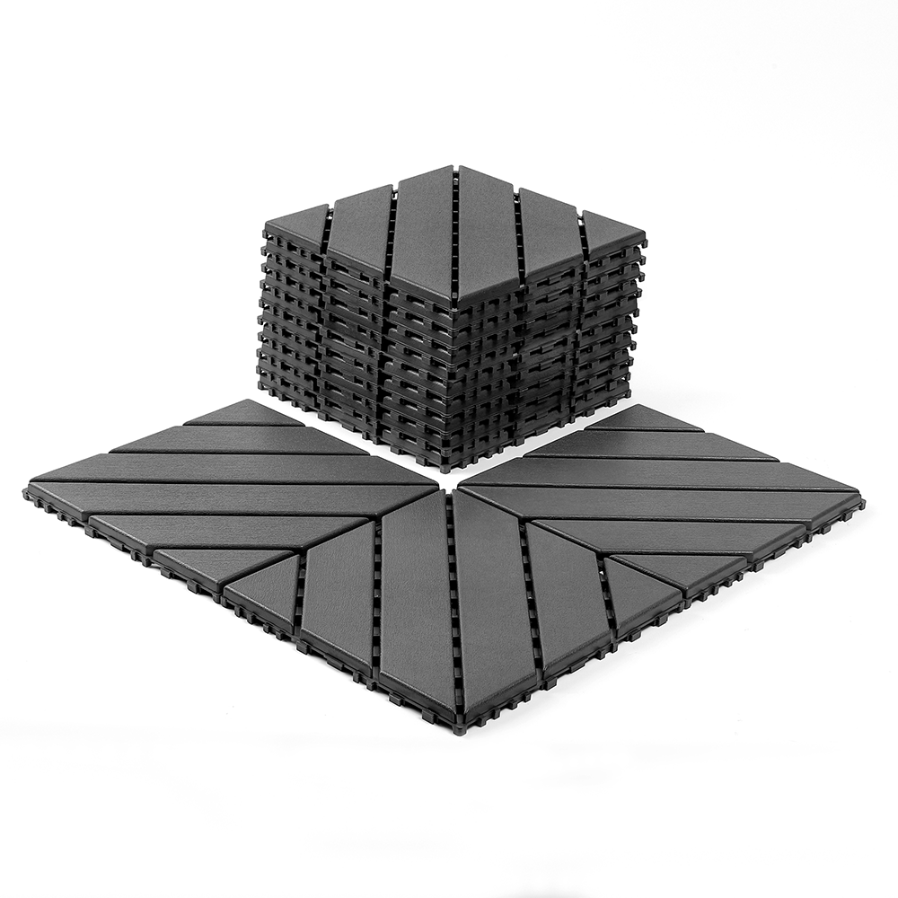 44 sztuk. Trwałe płytki ogrodowe z PVC ze zapięciem, 30 x 30 cm, klasyczny typ, podłoga zewnętrzna, szare, nr produktu P48896