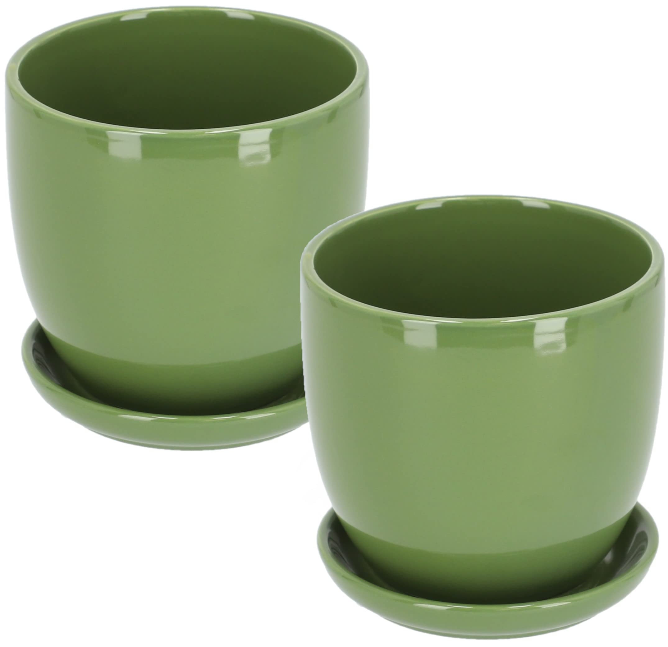 Doniczka donica osłonka ceramiczna z podstawką zielona ⌀20 cm - 2 szt. - KOTARBAU
