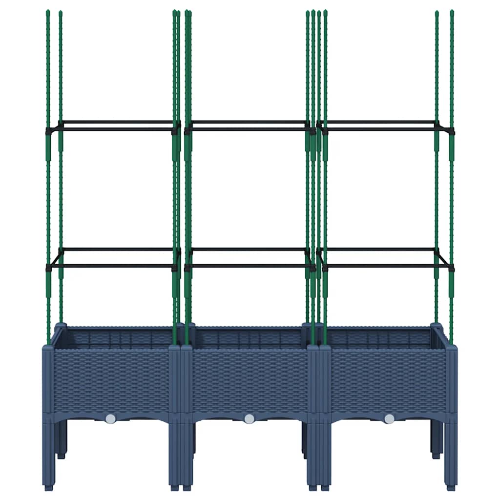 Donica ogrodowa z kratką, niebieskoszara, 120x40x142,5 cm, PP