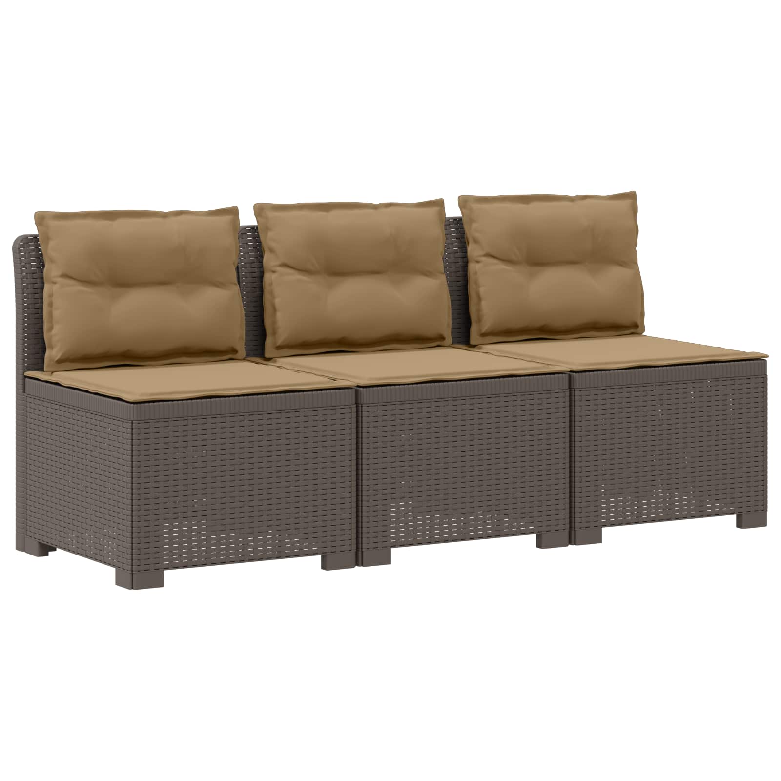 Sofa Ogrodowa Modułowa 3-Osobowa Plastikowa Szara z Poduszkami na Taras