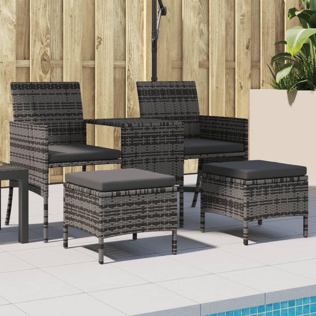 2-os. sofa ogrodowa ze stolikiem i stołkami, rattan PE, szary vidaXL