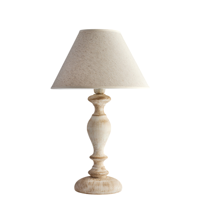 Lume in legno bianco e tortora 1 luce con paralume dm.35 H.57 - Ø35