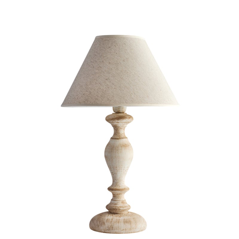 Lume in legno bianco e tortora 1 luce con paralume dm.35 H.57 - Ø35