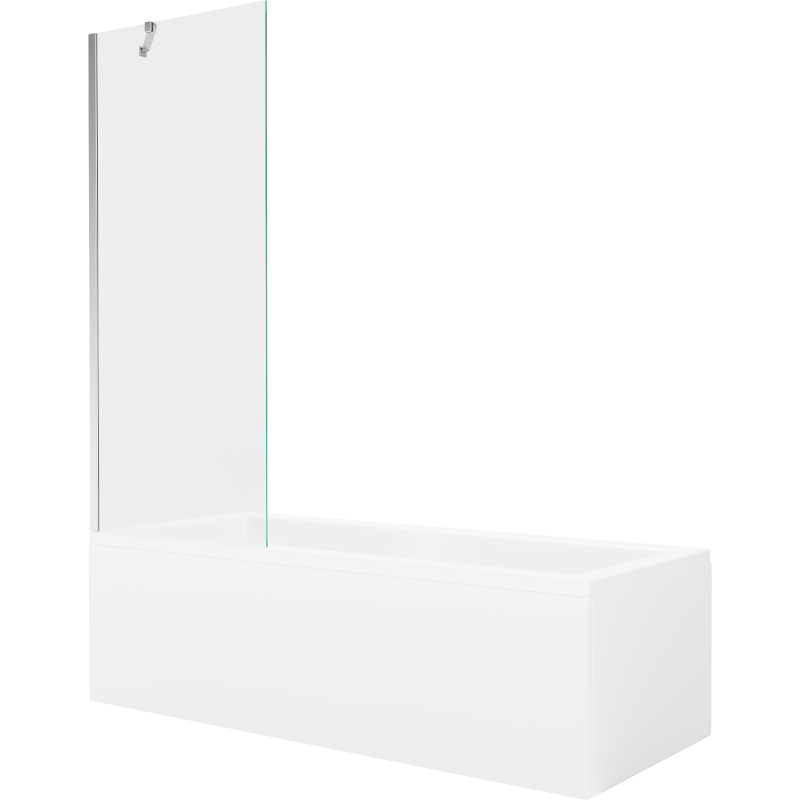 Mexen Cubik wanna prostokątna 170 x 70 cm z obudową i parawanem 1-skrzydłowym 70 cm, transparent, chrom - 550317070X9507000001