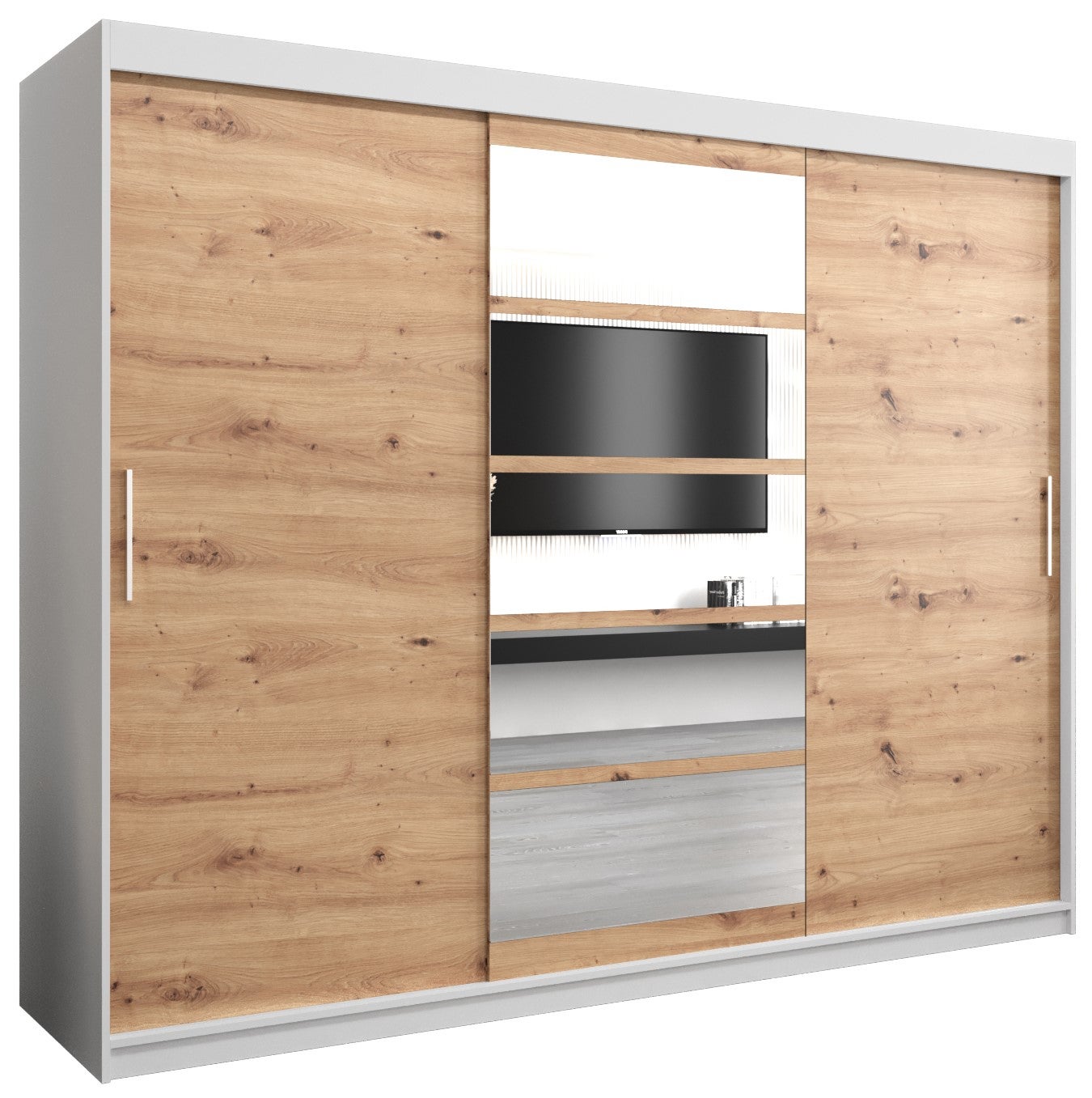 Szafa przesuwna garderoba ROMA 1 250 x 62 x 200 cm Biały + Artisan - Abiks Meble