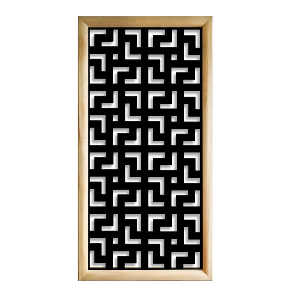 LABYRINTH L - Prostokątne moduły dekoracyjne z drewna i PVC - Rozmiar 73x148 cm - Grubość 64 mm - Kolor wewnętrzny CZARNY