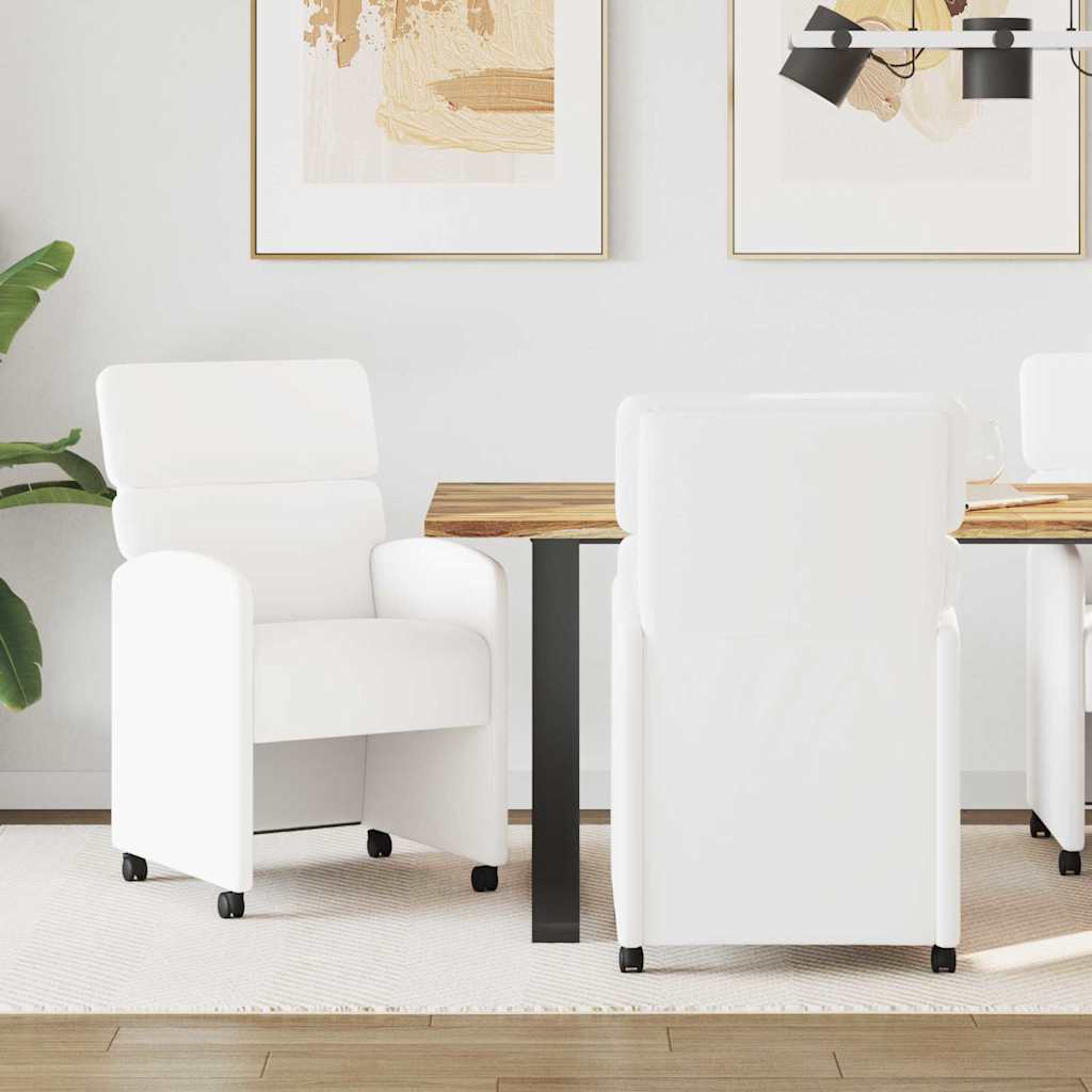 Krzesełka jadalne na kółkach 2 pcs Biały 58 x 65 x 98 cm vidaXL