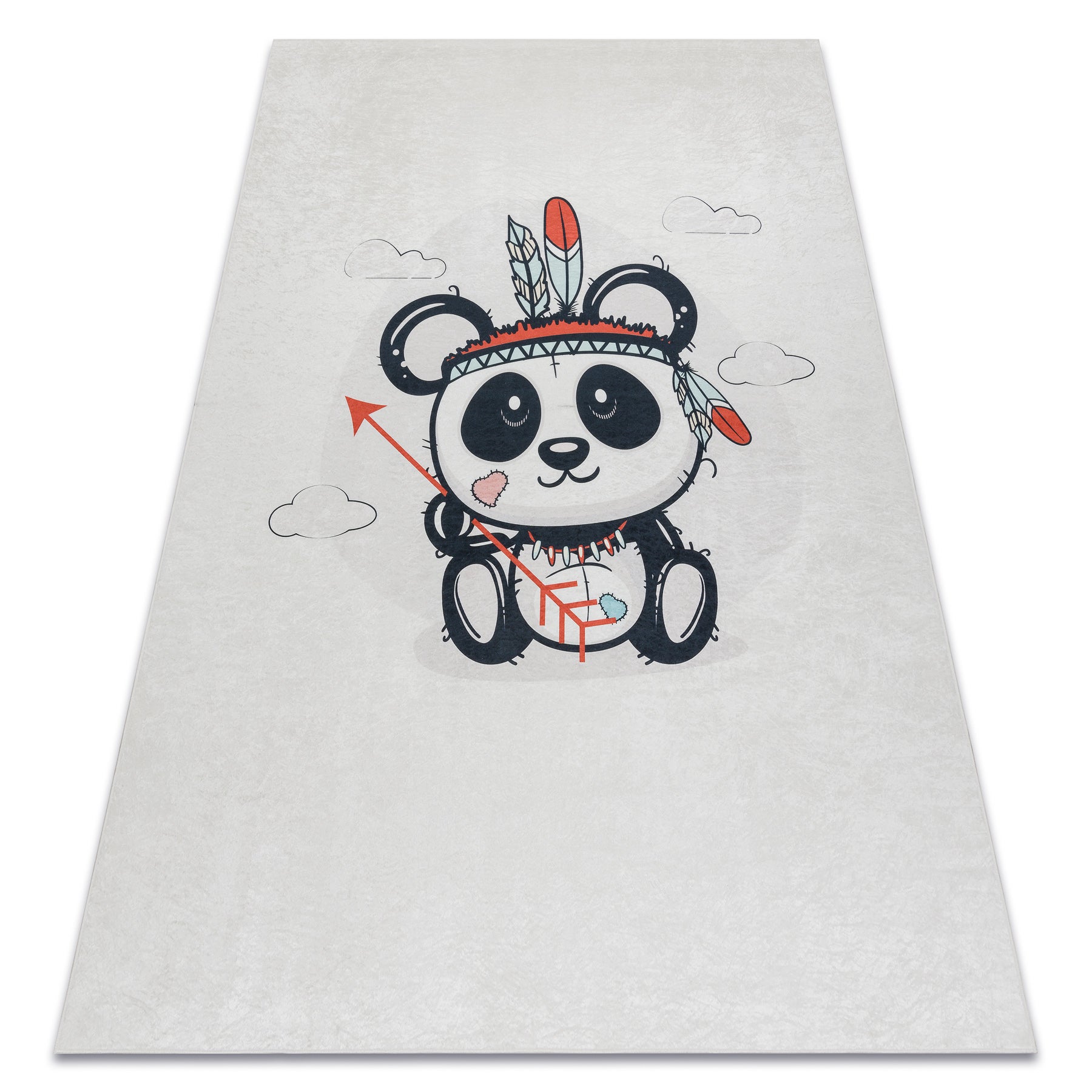 Dywan do prania BAMBINO 1129 Panda dla dzieci, antypoślizgowy - krem 160x220 cm