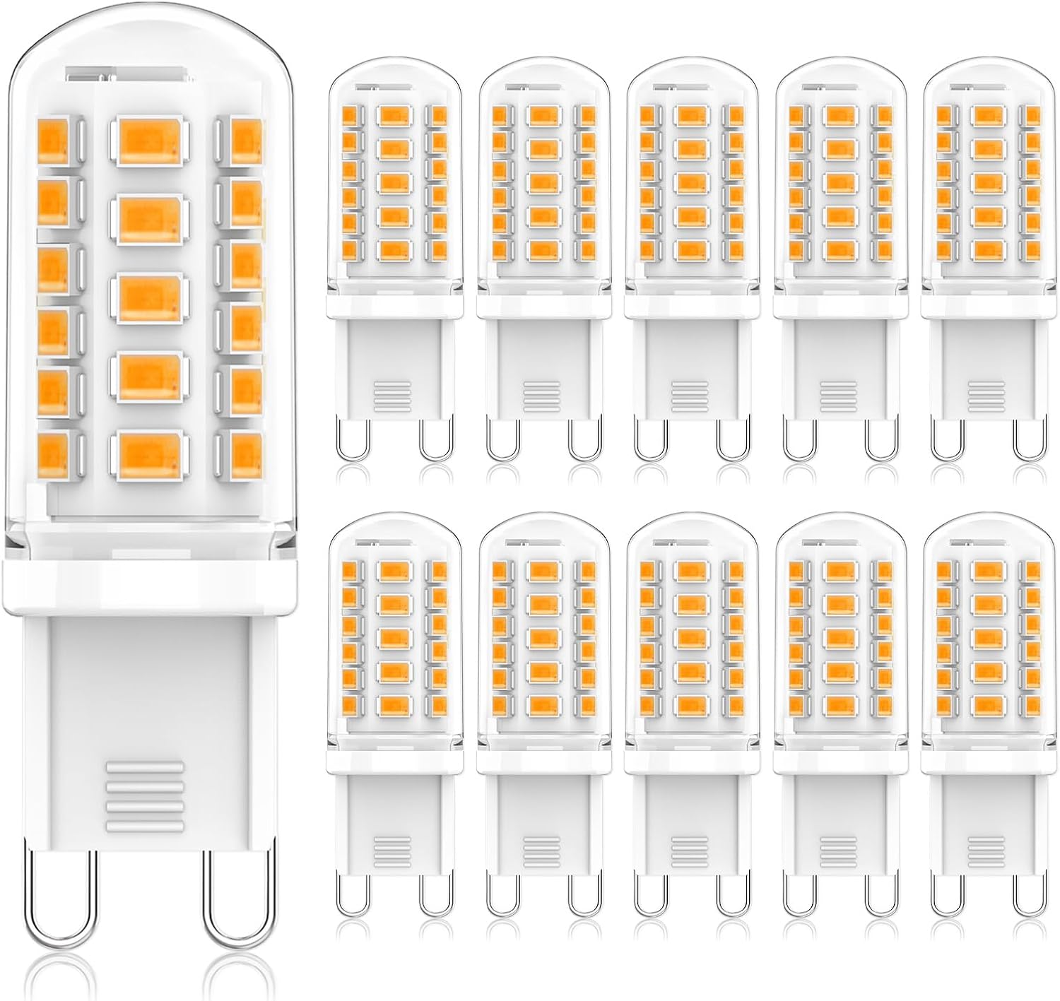 Zestaw 10 żarówek LED G9, 3 W, 500 lm, mini lampa, ciepła biel 2700 K, bez migotania, AC220-240 V, nieściemnialna