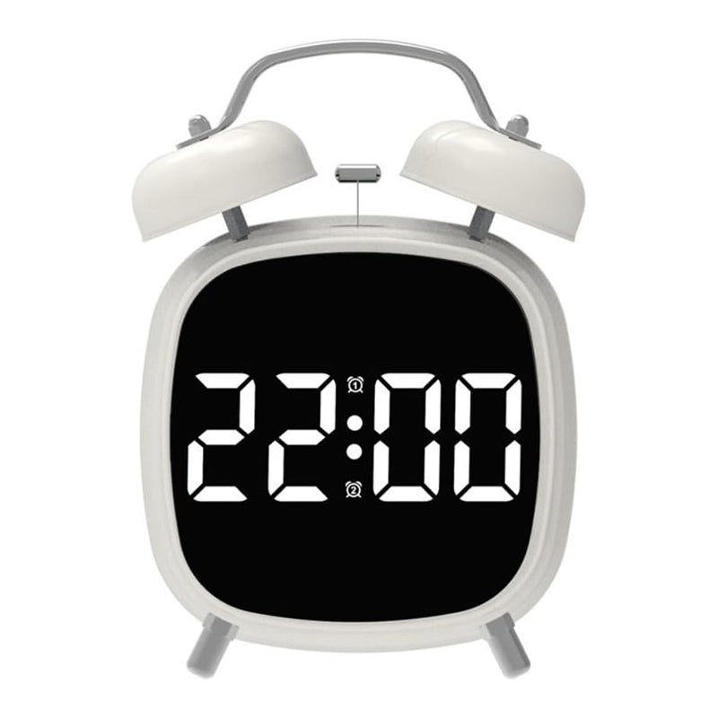 Cyfrowy budzik LED, wyświetlacz daty i temperatury, sterowanie głosowe, regulowana jasność, format 12/24-godzinny (białe światło)