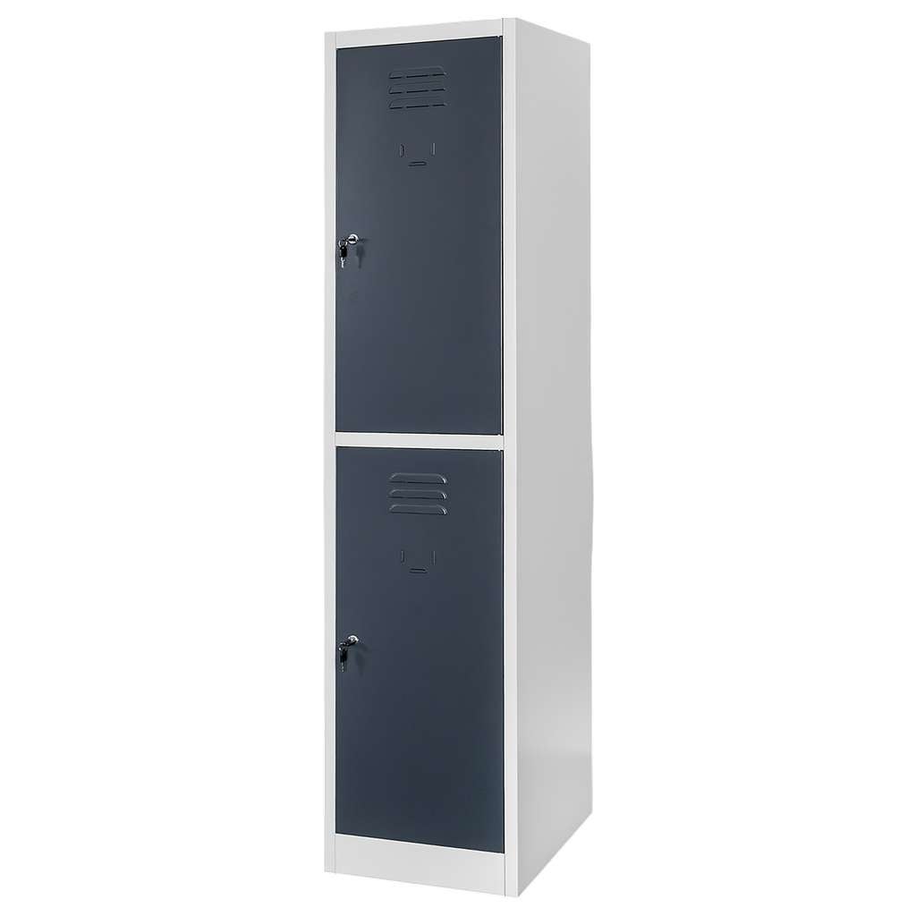 Szafka metalowa ubraniowa BHP skrytkowa dwudrzwiowa Mega-M J-40/2 szara/grafitowy front 40x50x180 cm skręcana