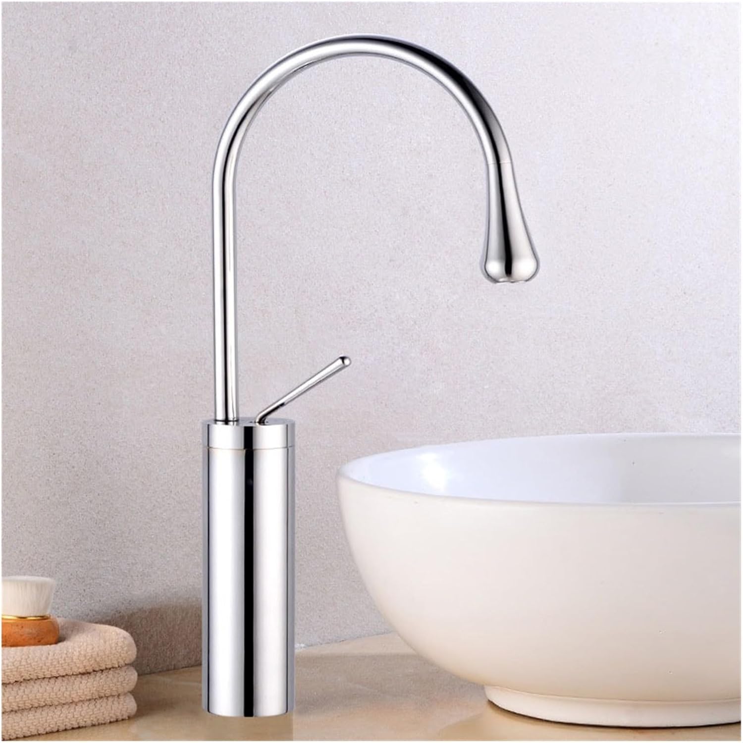 Srebrny kran zlewozmywakowy - Mosiężny kran mieszaczowy do wody ciepłej i zimnej - Nowoczesny i elegancki design - Bateria kuchenna