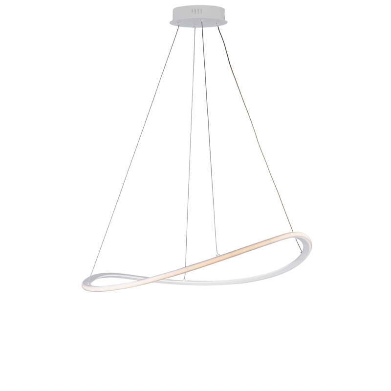 Sospensione in metallo e alluminio laccato bianco con led integrato CCT + telecomando e cavi elettrici regolabili H.17 - MAX 130 - Ø 70