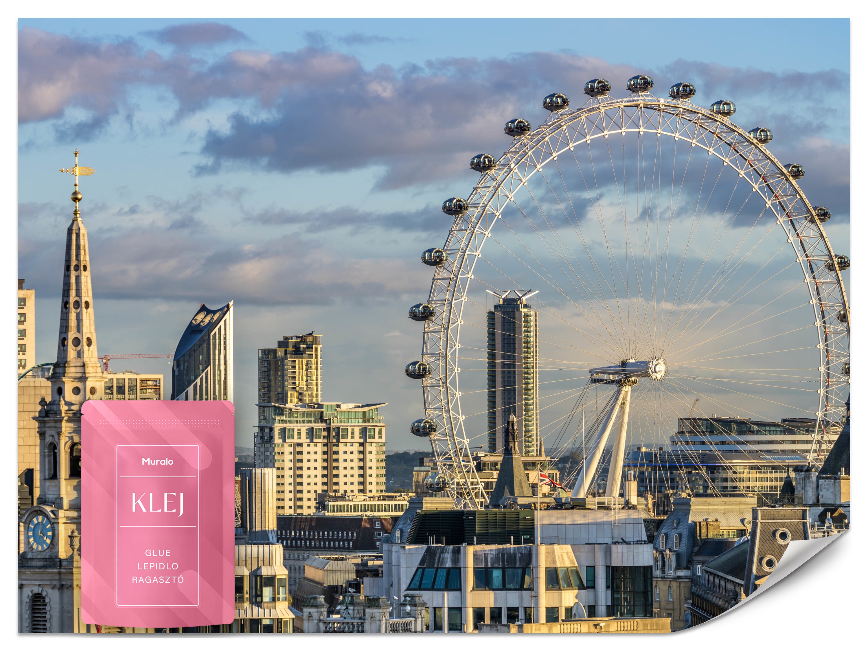 FOTOTAPETA DO SALONU BIURA LONDON EYE MIASTO LONDYN PANORAMA 3D 100x70
