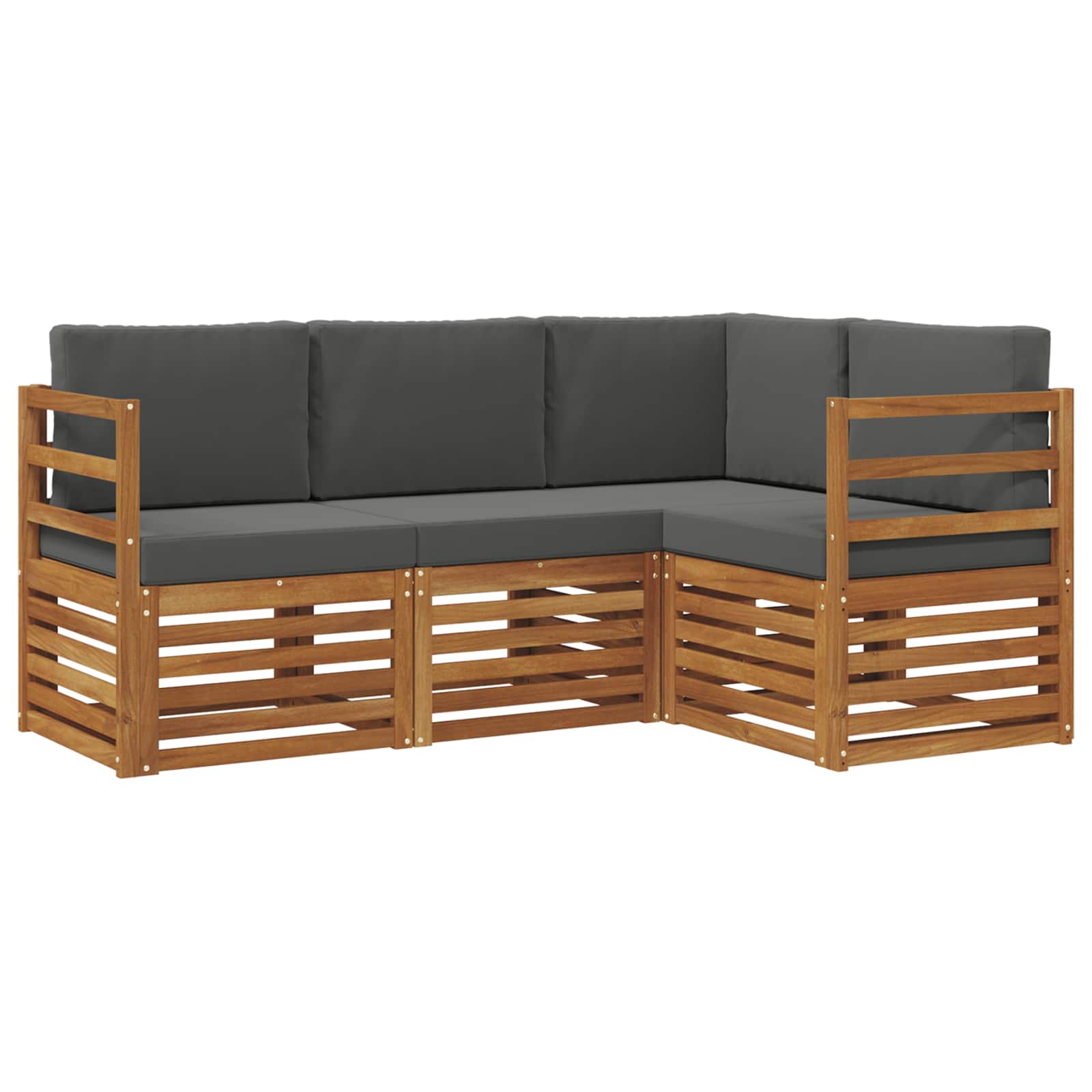 Zestawy sof 4 pcs Naturalny i Antracytowy Lite Drewno Akacji