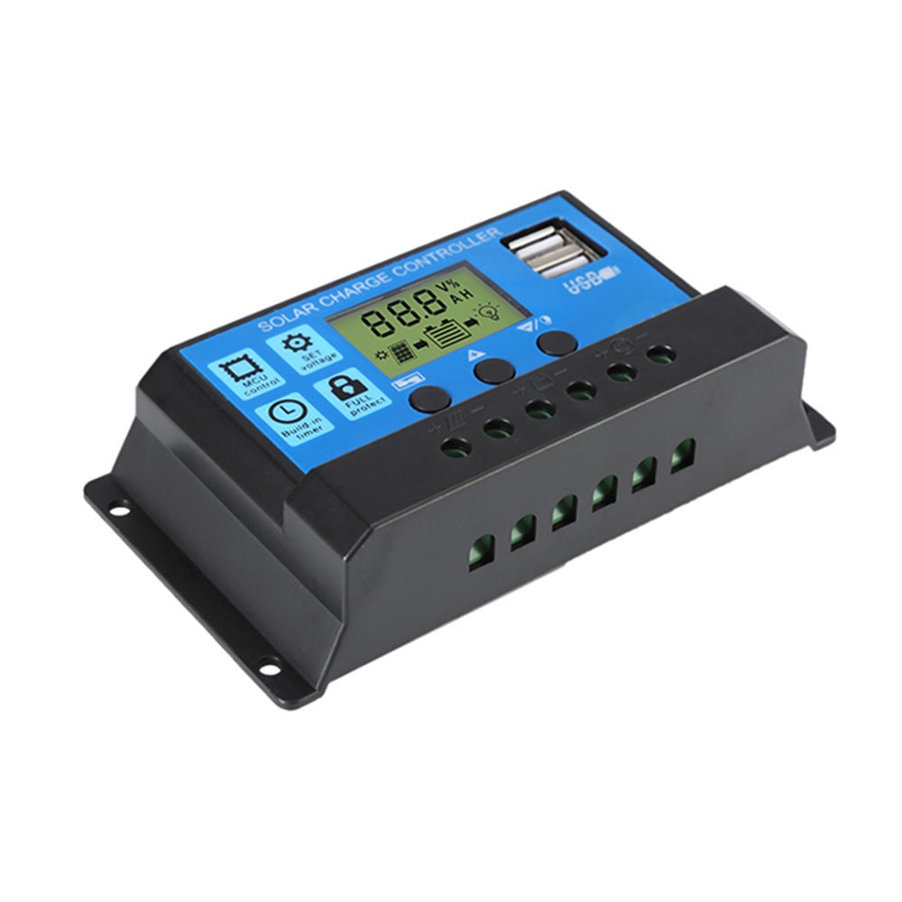 Kontroler ładowarki słonecznej 30A 12V/24V z automatycznym rozpoznawaniem, regulacją PWM, panelem z dwoma portami USB i trybem timera oświetlenia