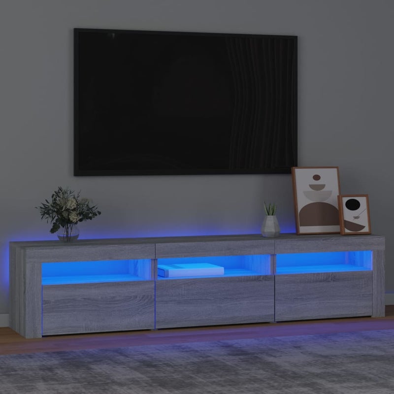 Szafka pod TV z oświetleniem LED, szarość sonoma, 180x35x40 cm vidaXL