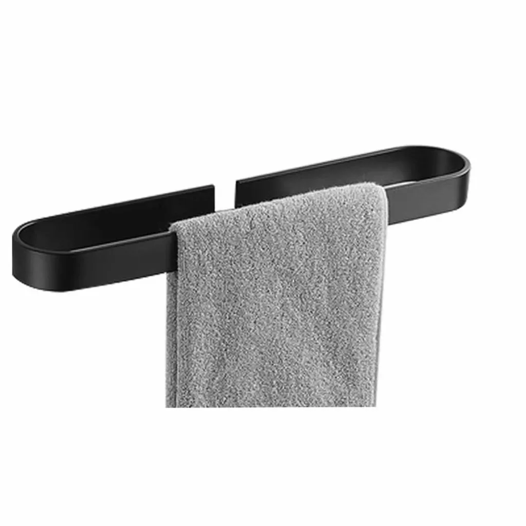 Wieszak na ręczniki do łazienki, wieszak na ręczniki bez wiercenia, obrotowy o 180° ścienny wieszak na ręczniki ze stali nierdzewnej, 40 cm (czarny)