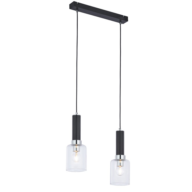 Lampa wisząca Tuluza Jupiter czarno-srebrna E27 44x12x39-80 cm 1 szt.