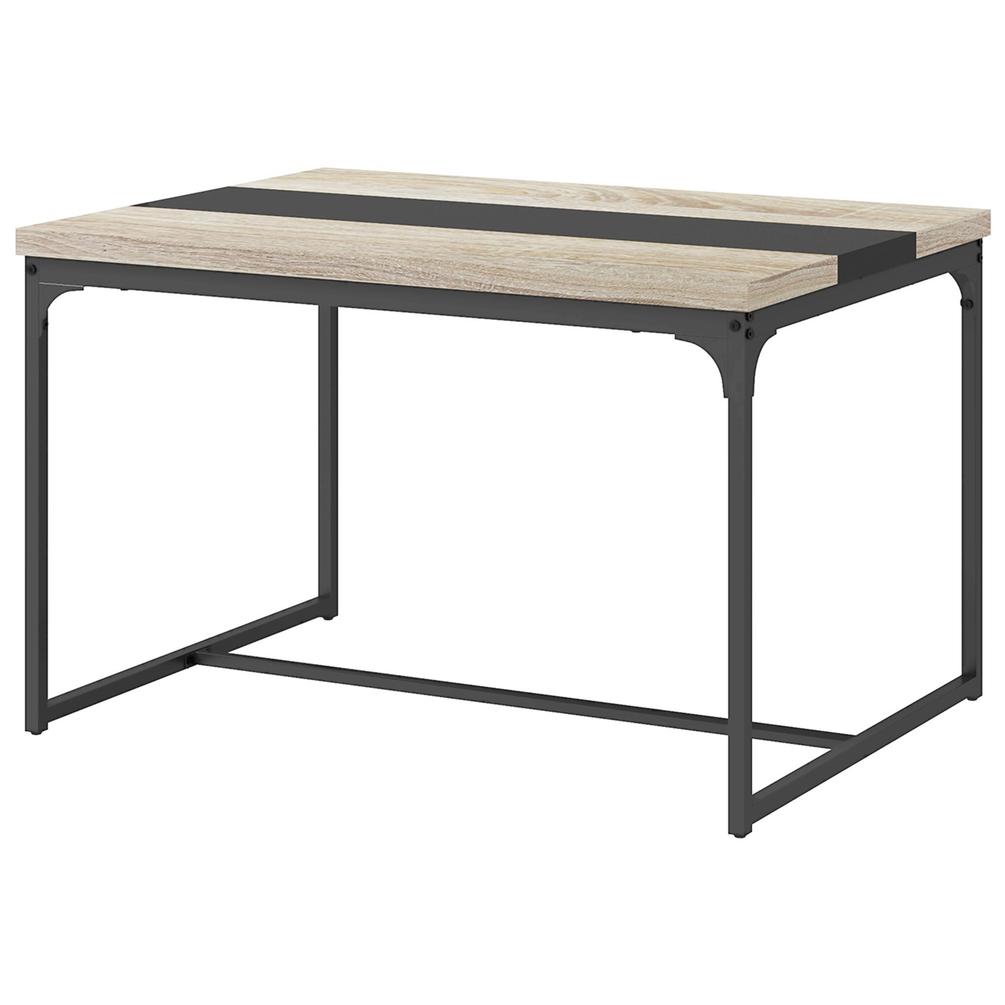 Stół jadalny dla 6 osób, styl industrialny, wykonany z czarnego metalu i drewna, wymiary 120 dł. x 89 szer. x 75,5 wys. cm