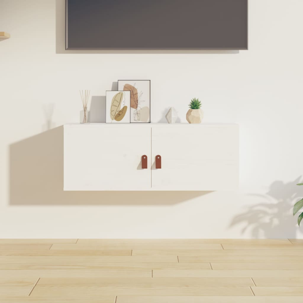 vidaXL Szafka ścienna, biała, 80x30x30 cm, lite drewno sosnowe