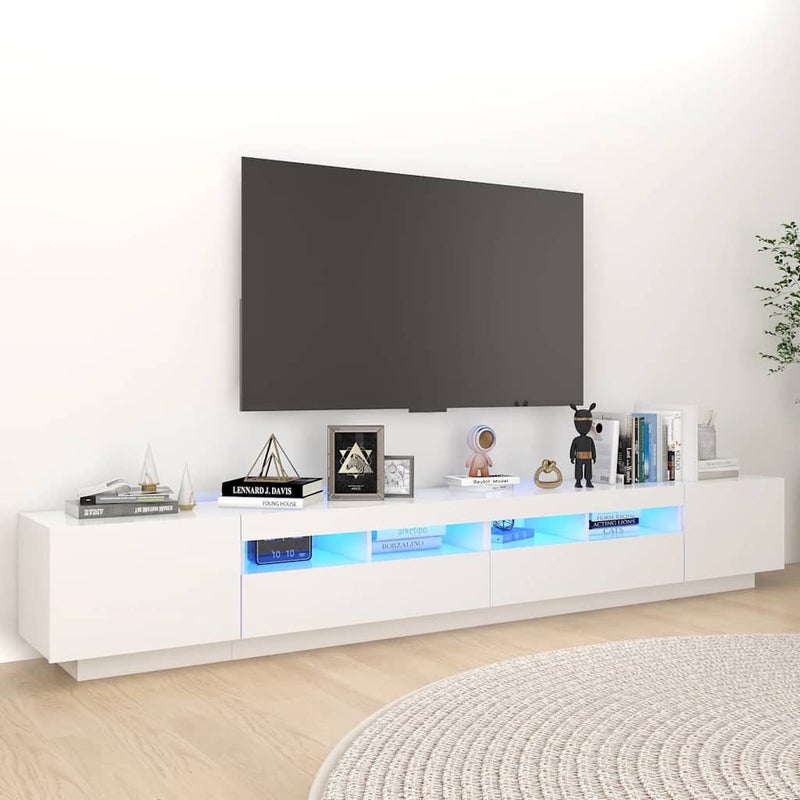 Meuble TV VidaXL 260x35x40 cm z oświetleniem LED, kolor biały