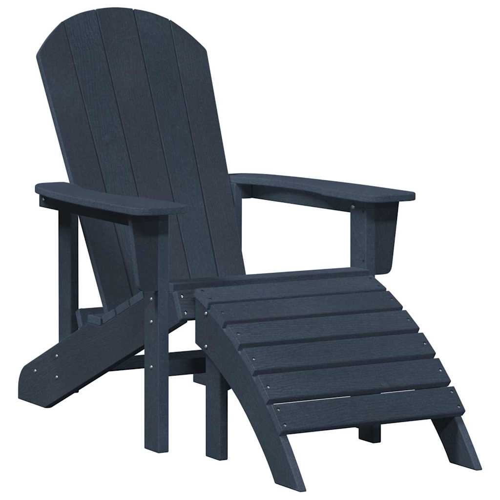 Krzesło Ogrodowe Plastikowe Granatowe z HDPE z Podnóżkiem na Taras
