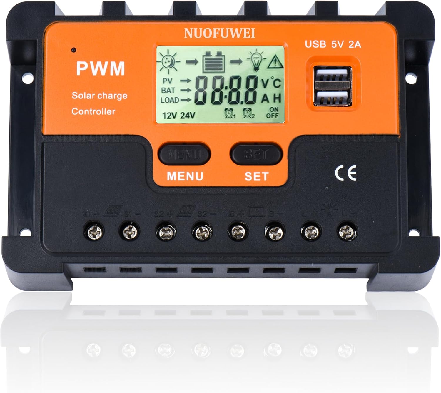 Regulator ładowania słonecznego PWM 60A, 12 V, 24 V, 48 V, automatyczna identyfikacja, regulator ładowania słonecznego 60A do akumulatorów kwasowo-oło
