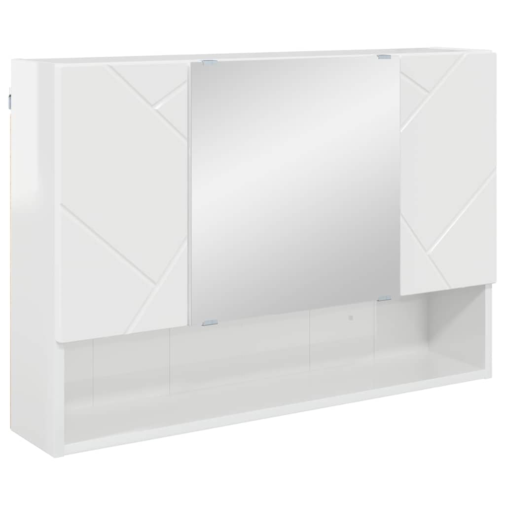 Szafka z lustrem Wysoki połysk biały 80 x 17 x 55 cm