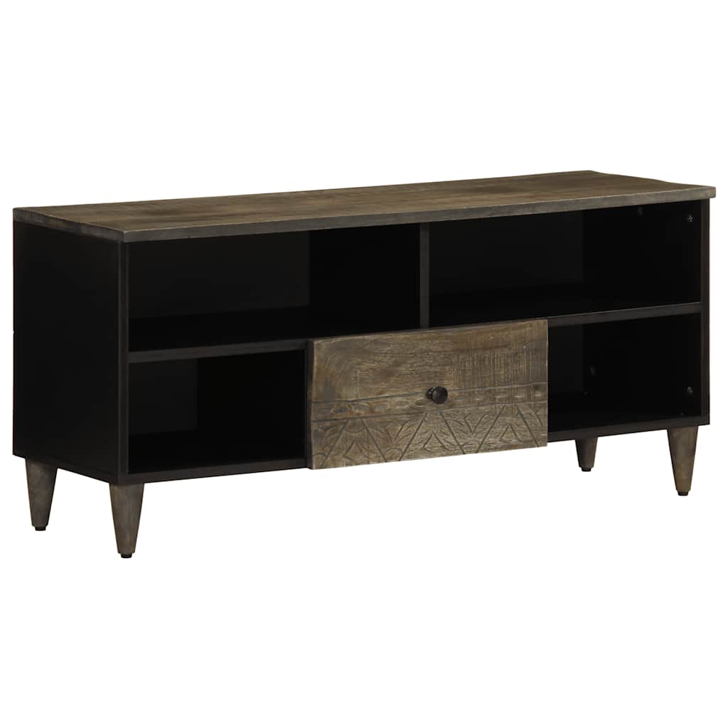 Szafka pod telewizor, czarna, 100x33x46 cm, lite drewno mango