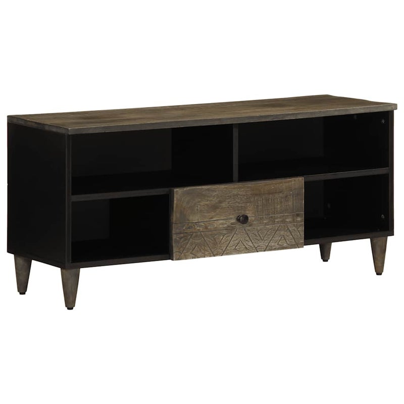 Szafka pod telewizor, czarna, 100x33x46 cm, lite drewno mango