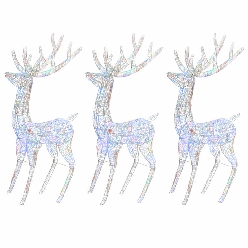 3x Renifer Świąteczny LED Akrylowy 180 cm Kolorowe Światło 250 LED Świecący