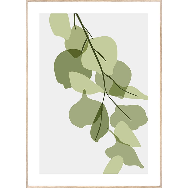 Obraz drukowany w ramie Botaniczny prostokątny 51 x 71 cm. MDF Zielony liść. Rama w kolorze buku
