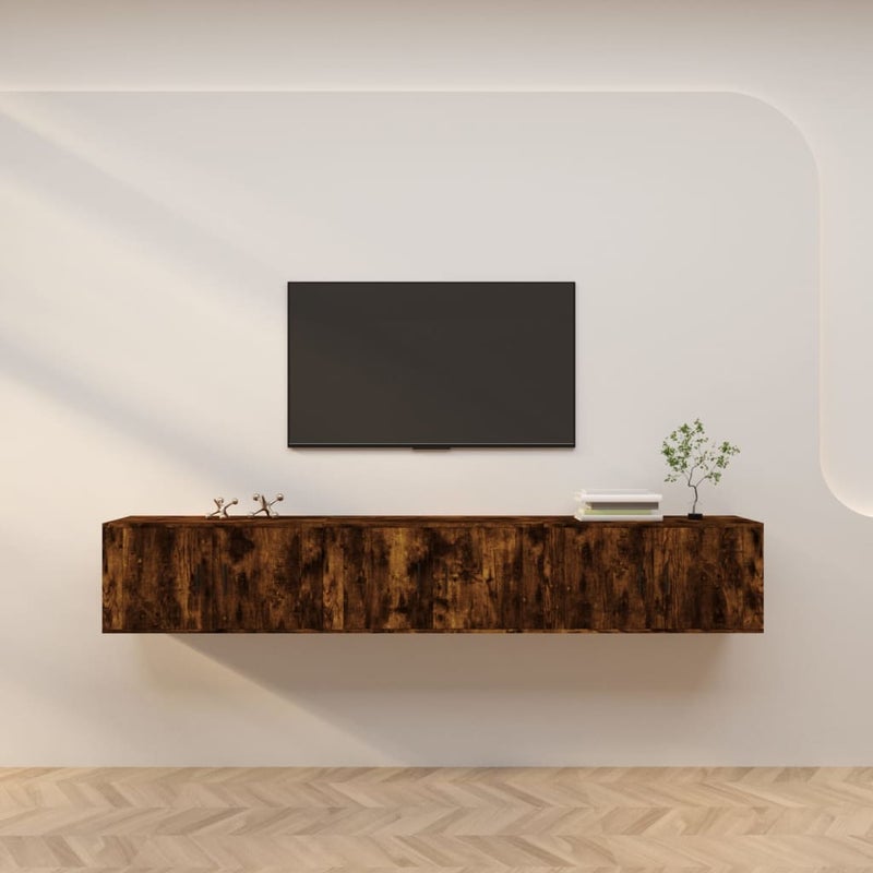 vidaXL Wiszące szafki TV, 3 szt., przydymiony dąb, 80x34,5x40 cm
