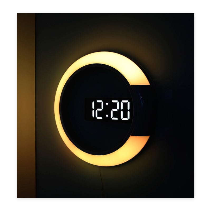 Duży cyfrowy zegar ścienny LED, 12-calowy okrągły budzik ścienny z pilotem, lampka nocna RGB, wyświetlacz temperatury, elektryczne zegary ścienne do s