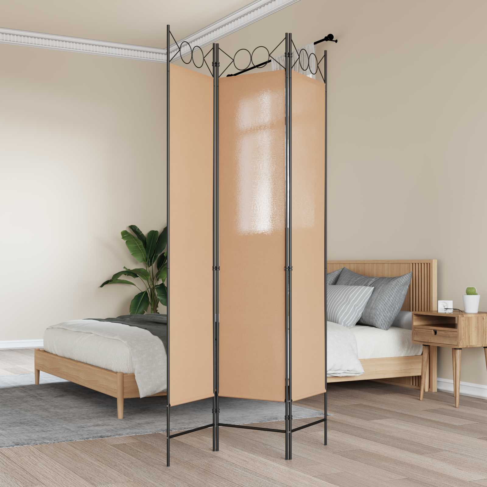 3-panelowy parawan Beżowy 120 x 200 cm tkanina vidaXL