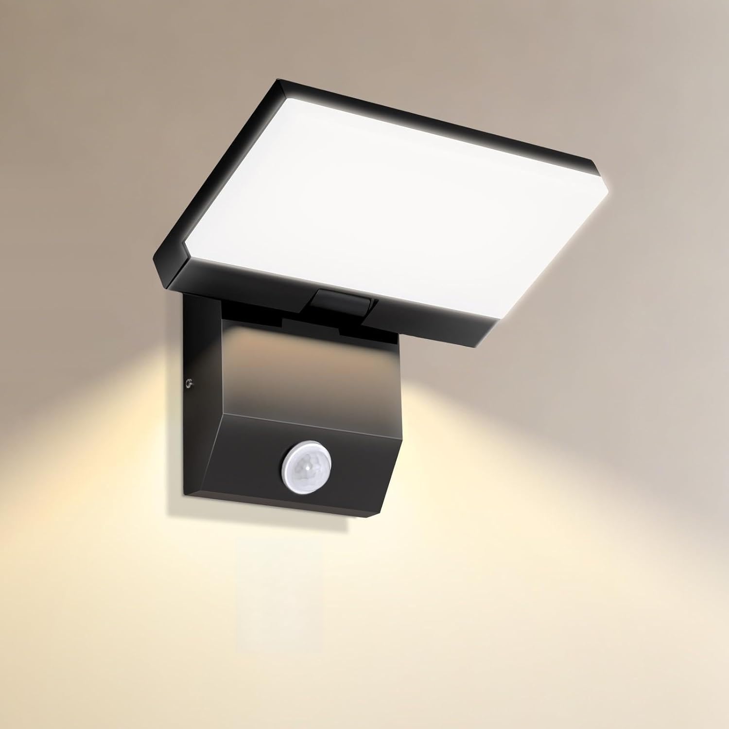 1 opakowanie, lampa ścienna LED 36 W, nowoczesna z czujnikiem ruchu, ciepła biel 3000 K, wodoodporność IP65, regulowany panel LED na patio, wejście, d