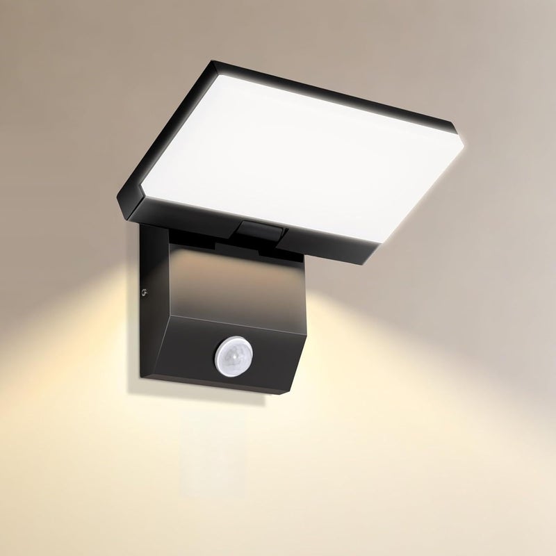 1 opakowanie, lampa ścienna LED 36 W, nowoczesna z czujnikiem ruchu, ciepła biel 3000 K, wodoodporność IP65, regulowany panel LED na patio, wejście, d
