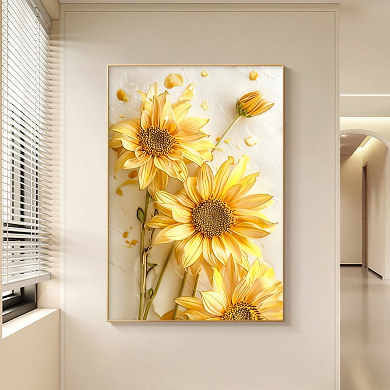 Kremowe słoneczniki, dekoracja ścienna do salonu z sofą, wielkoformatowy obraz na ścianę do przedpokoju (40 x 60 cm, bez ramy)
