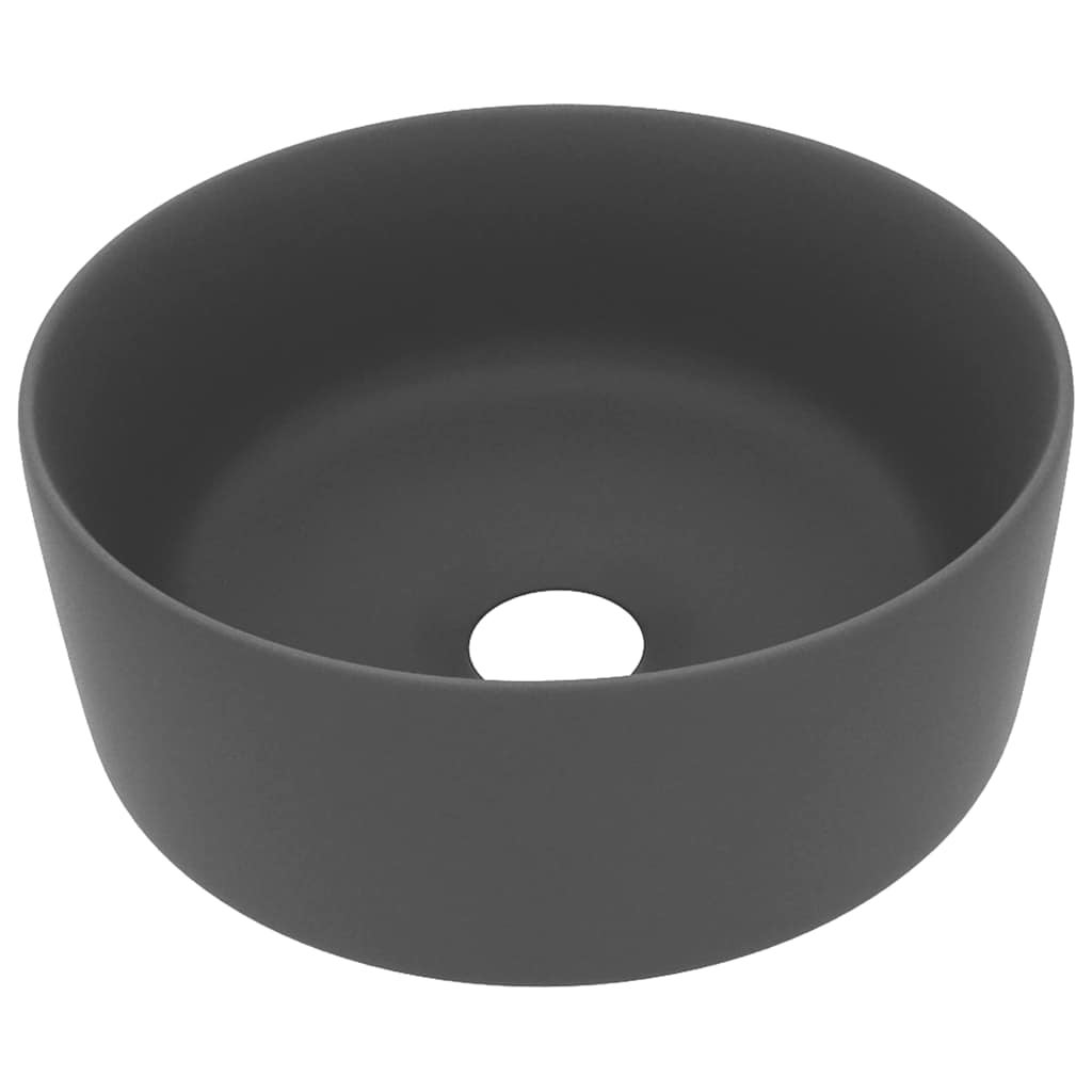 Umywalka Nablatowa Ceramiczna Okrągła Szara do Łazienki 40 cm