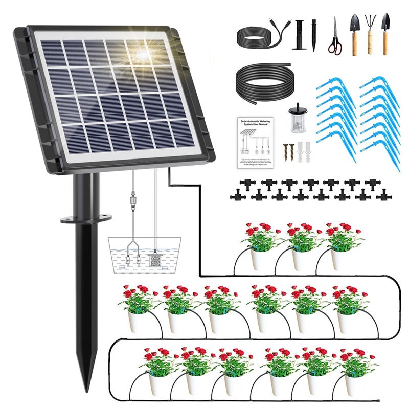 Zestaw solarnego systemu nawadniania kropelkowego, automatyczne urządzenie nawadniające (1 zestaw)