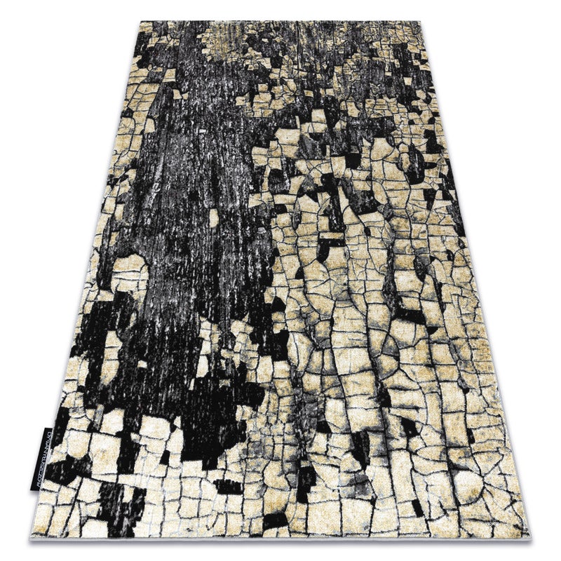 Dywan DE LUXE nowoczesny 2079 Kostka brukowa cegła - Strukturalny złoty / szary 140x190 cm